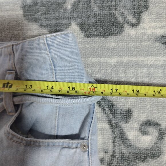 Ardene Mom Jeans Size 0 Light Wash High-Rise Paperbag Waist - Picture 6 of 7